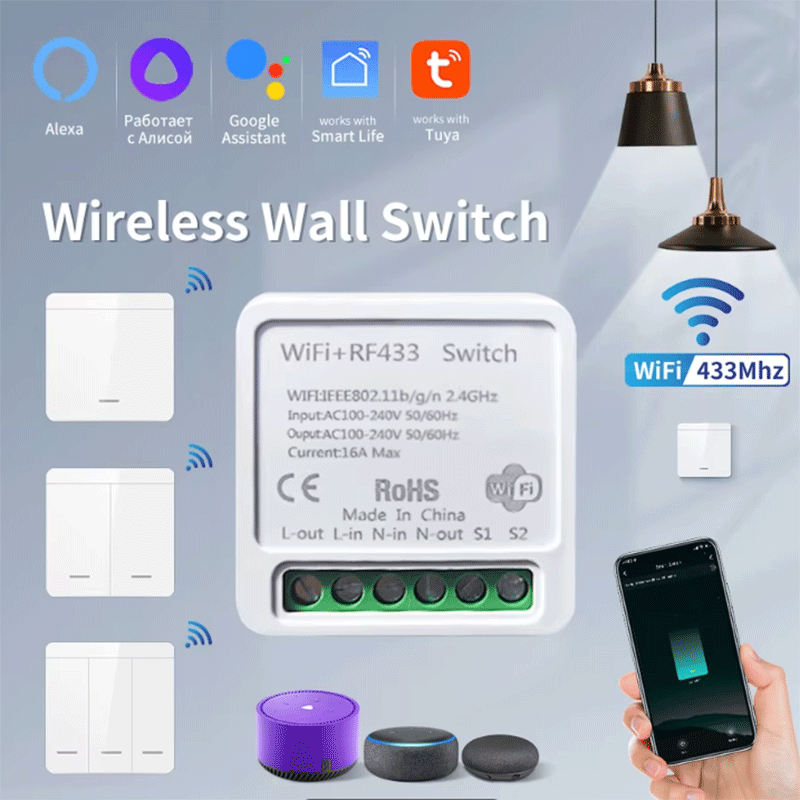 Smart Home Certification - สวิตช์ไฟอัจฉริยะ Tuya WiFi สมาร์ทโฮมไร้สาย RF 433mhz