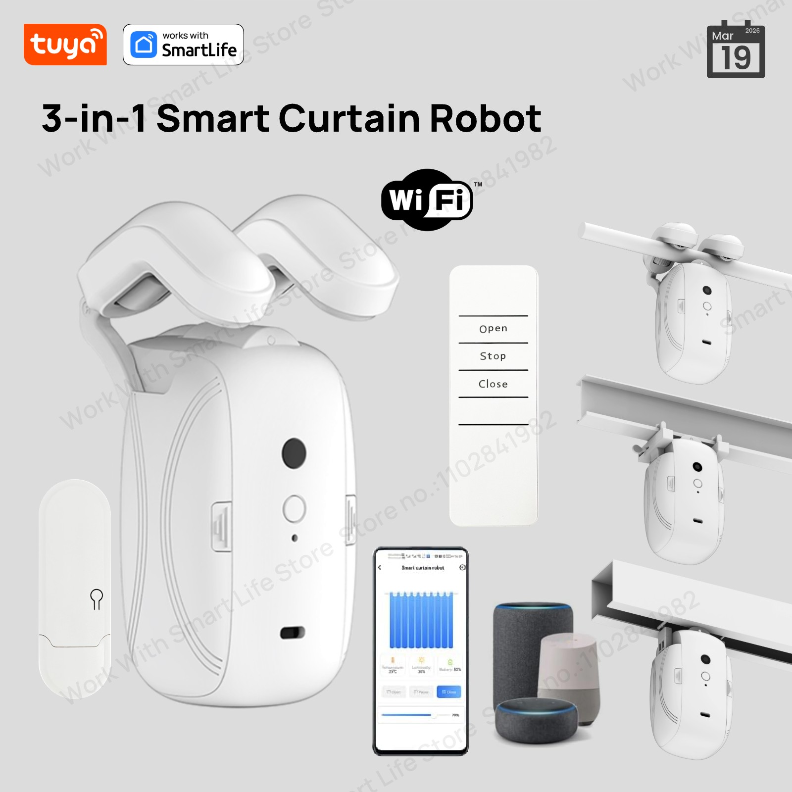 Smart Home Nest - 1/2 ชิ้น หุ่นยนต์ม่านอัจฉริยะ Tuya Smart WiFi