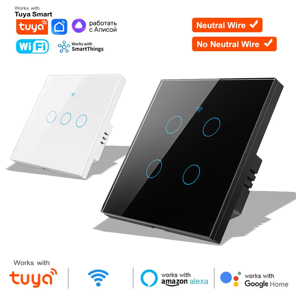 Smart Home Alexa - สวิตช์ไฟติดผนังแบบสัมผัส 1 2 3 4 ช่อง
