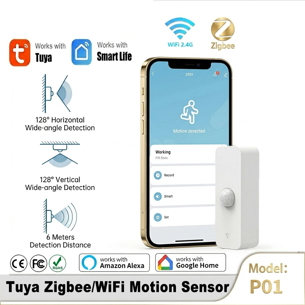 Smart Home Certification - เซ็นเซอร์ตรวจจับความเคลื่อนไหวอัจฉริยะ PIR WiFi Zigbee สำหรับระบบรักษาความปลอดภัยบ้านอัตโนมัติ Smart