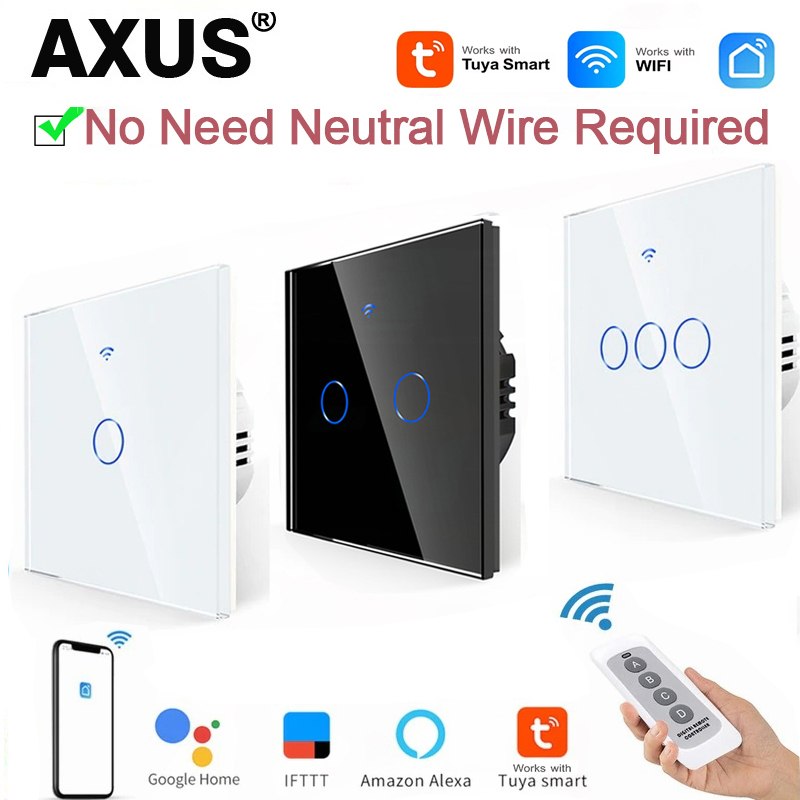 Smart Home Alexa - AXUS EU WiFi สวิตช์ไฟอัจฉริยะไม่มีสายไฟแบบเป็นกลาง สวิตช์สัมผัส RF433