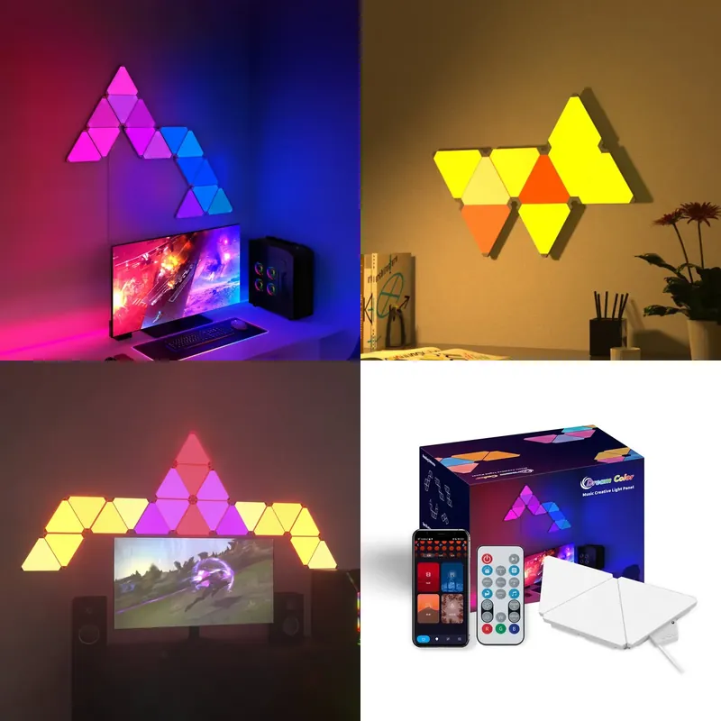 Smart Home Alexa - ไฟติดผนังรูปสามเหลี่ยม Banqcn สำหรับเล่นเกมส์ ไฟ RGB สำหรับห้องนอน